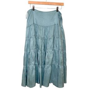 Sundance Silk Skirt Size 8 in Blue Lightweight Tiered Fully Lined